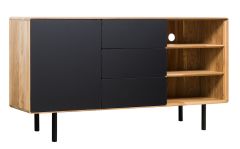 Kummut Tokyo 3.1.3, 15025MR, tamm, naturaalne õli +must MDF, riiul paremal