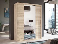 Lükandustega riidekapp peegliga Antigo 150, sonoma tamm