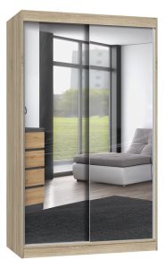 Lükandustega riidekapp peegliga IGA120 A, 120x61xK200 cm, sonoma tamm