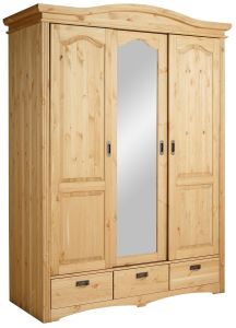 Lükandustega riidekapp peegliga Konrad S-015, 153x64xK207 cm, meepeits, õlitatud