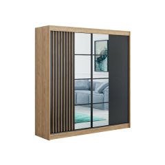 Lükandustega riidekapp peegliga Rocco 203, 203x61xK215 cm