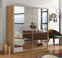 Lükandustega riidekapp peegliga Skapski A19, kraft zloty