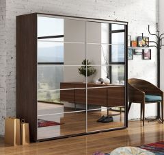 Lükandustega riidekapp peegliga Skapski A19, sokolaad