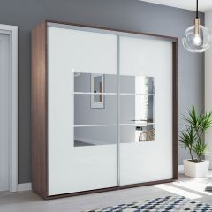 Lükandustega riidekapp peegliga Skapski A2, sokolaad-valge