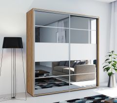 Lükandustega riidekapp peegliga Skapski A6, craft zloty-valge