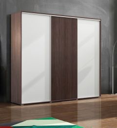 Lükandustega riidekapp peegliga Skapski A 24,  sokolaad-valge-sokolaad