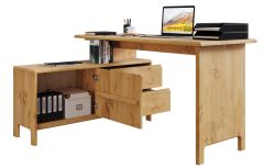 Nurga kirjutuslaud Liva T-275, 140x114xK76 cm, meepeits, õlitatud