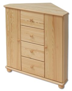 Nurga kummut KD134, 74x74xK100 cm, mänd, naturaalne