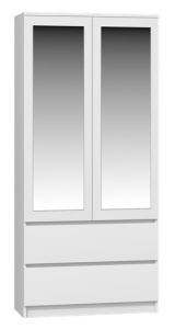 Riidekapp peegliga Malwa SS90L, 90x50xK180 cm, valge