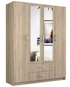 Riidekapp peegliga Romana 160, 160x52xK205 cm, sonoma tamm