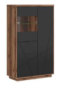 Vitriinkapp Forn S471-REG2D1W, 94x42,5xK157 cm, Delano tamm + must matt