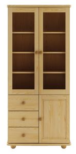 Vitriinkapp KW116, 81x35xH190 cm, mänd, naturaalne