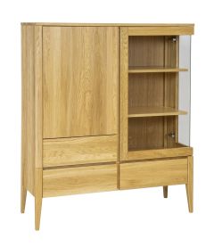 Vitriinkapp KW337, 120x43xK140 cm, tamm, naturaalne, parem